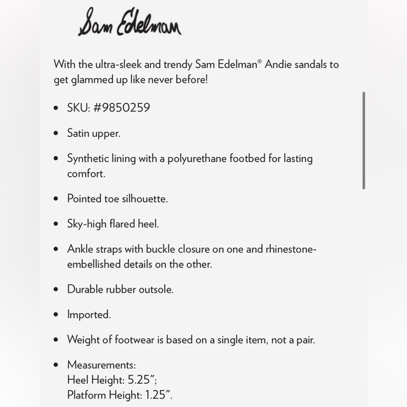 Sam Edelman Andie Platform Heel in Black Satin - Size 10 - N185-8 - Picture 8 of 8